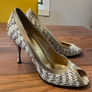 Dolce & Gabbana Snakeskin Peep Toe Heels